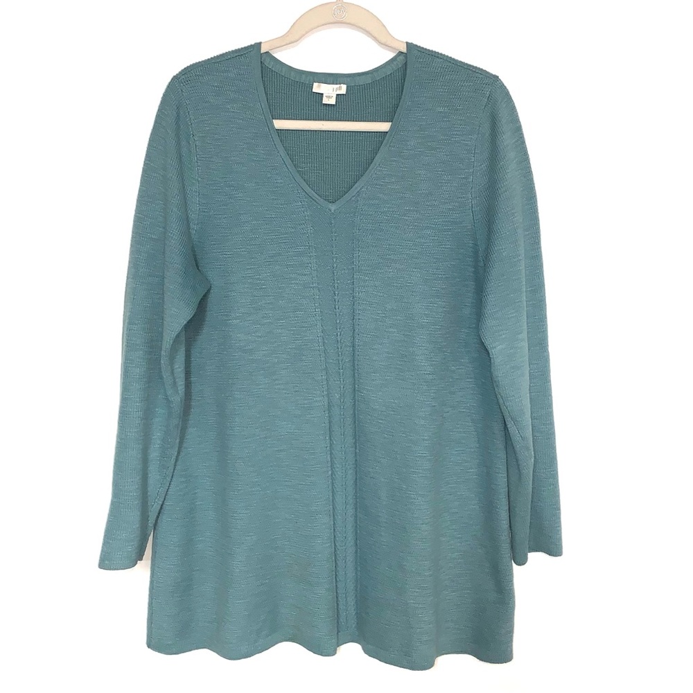 J. Jill V-Neck Tunic Sweater in Teal